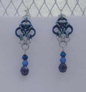 Anodized aluminum rings with crystal beads colors: royal blue, sky, and bright silver weave: aura size: 