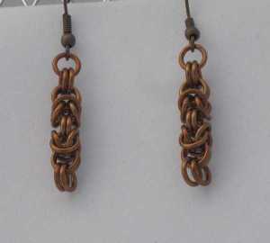 Anodized aluminum rings colors: bronze weave: Byzantine size: 